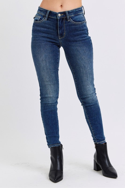 Judy Blue Full Size Mid-Rise Waist Skinny Jeans with Pockets Coco’s Tee Boutique