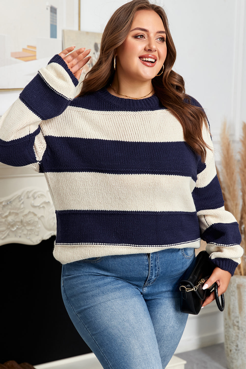 Dear-Lover Color Block Sweater Women's Plus Size Casual Knit Top Warm & Cozy Dear-Lover Dropshipping