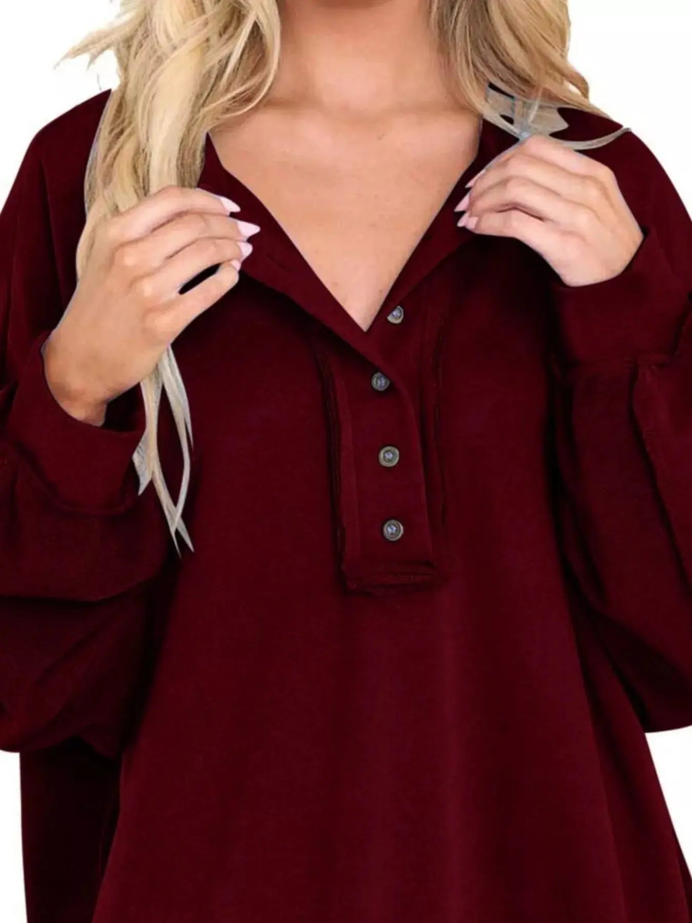 Half Snap Long Sleeve Sweatshirt Simply Love