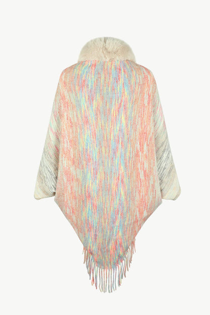 Open Front Fringe Hem Poncho.