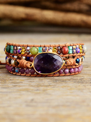 Triple-Layer Amethyst Bracelet.