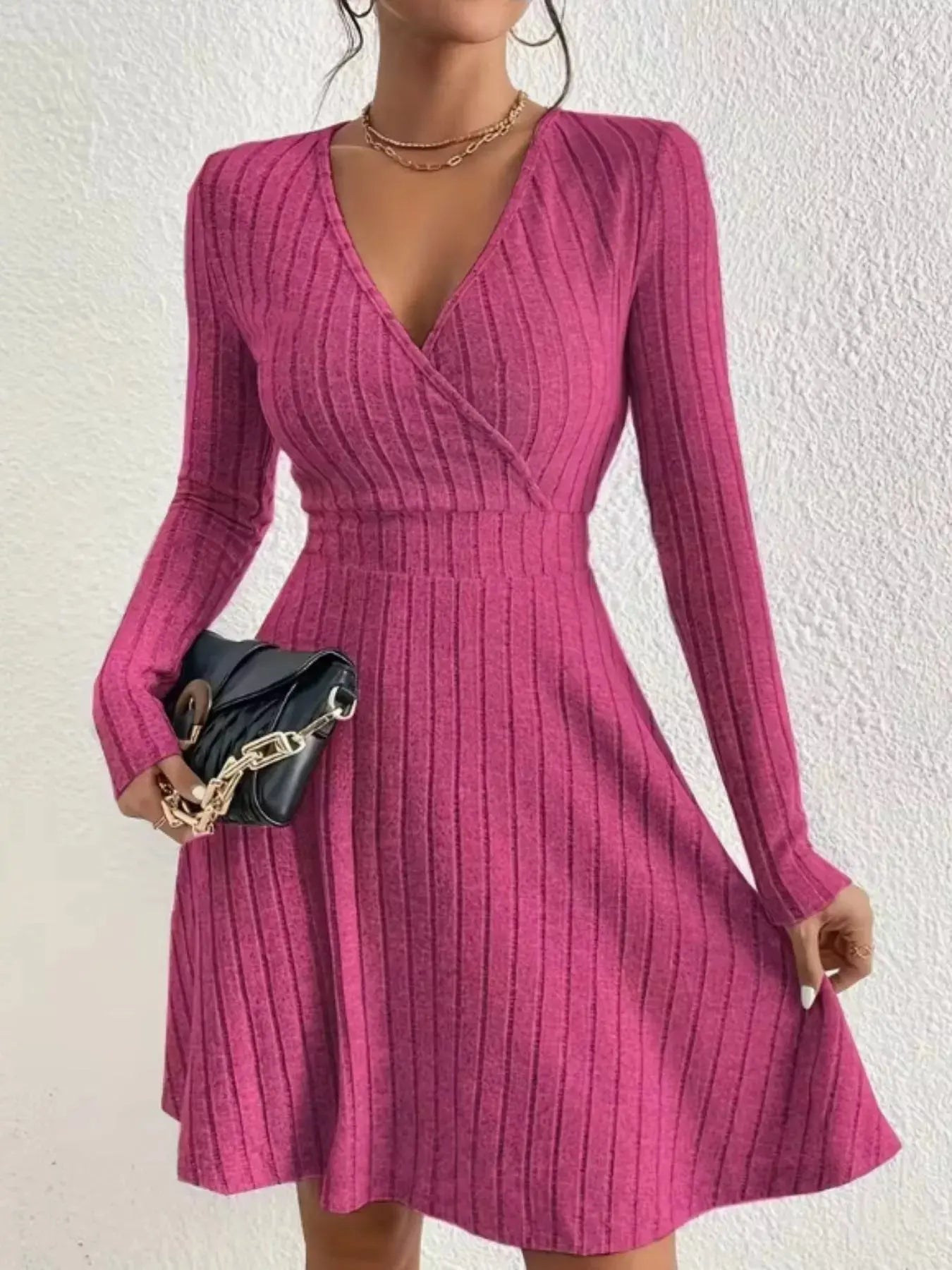 Ribbed Knit Wrap Mini Dress Simply Love