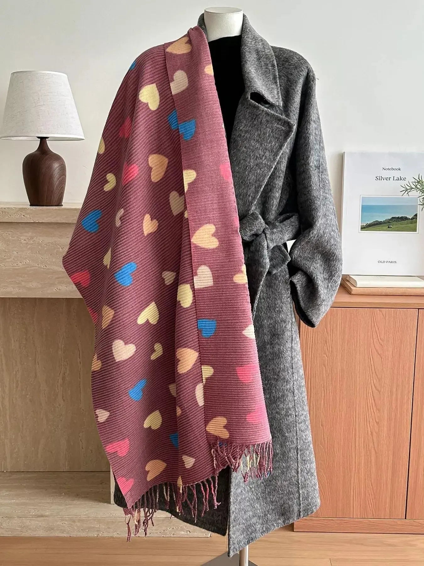 Heart Patterned Tassel Scarf Simply Love