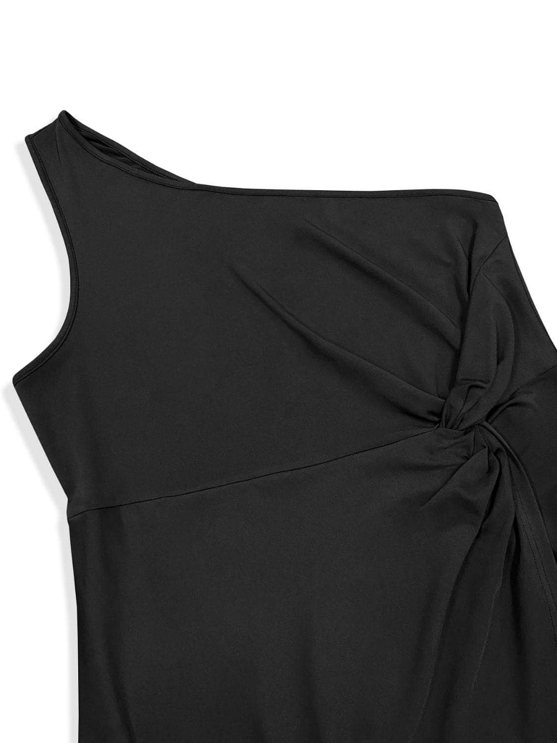 Plus Size Twisted One Shoulder Sleeveless Midi Dress.