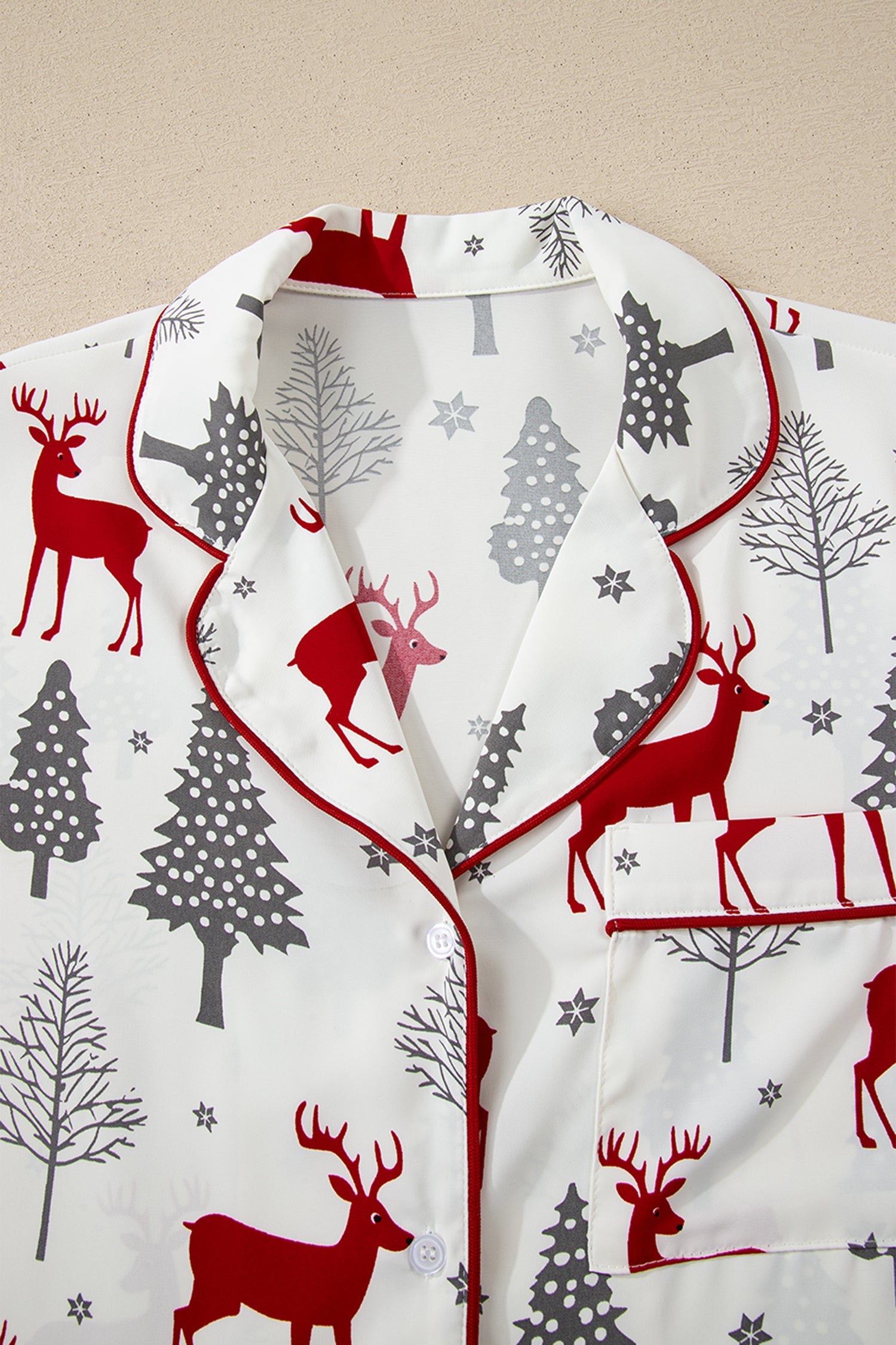 White Christmas Pajama Set 2 Piece Velvet Trim Bow Knot Short Set Dear-Lover Dropshipping