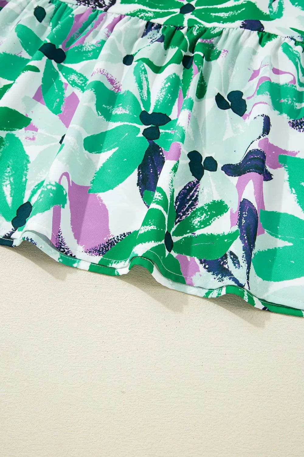 Floral Print Shirred Square Neck Loose Fit Mini Dress Simply Love