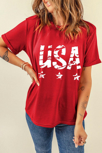 USA Round Neck Short Sleeve T-Shirt.