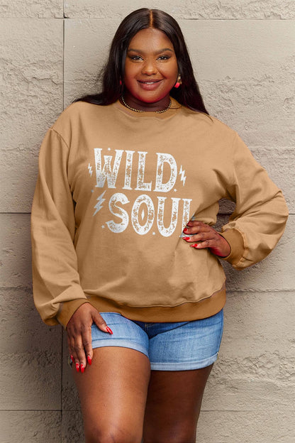 Simply Love Full Size WILD SOUL Graphic Sweatshirt.