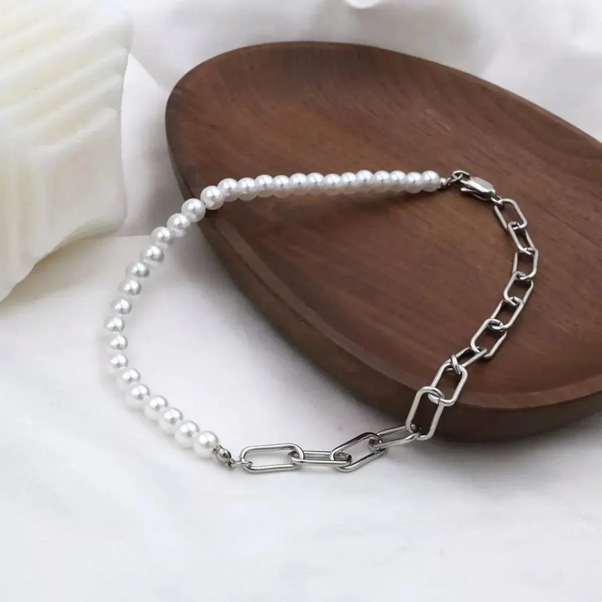 Pearl & Chain Link Necklace Simply Love