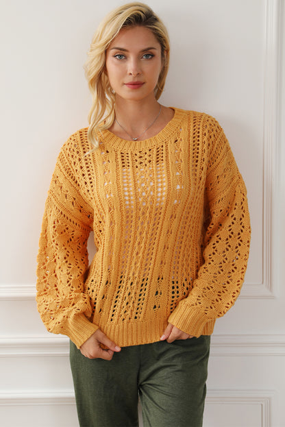 Chic yellow cable knit sweater