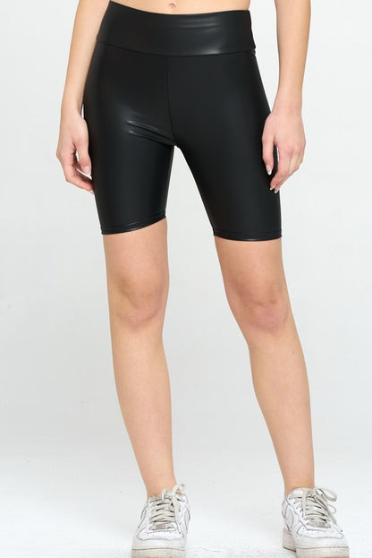 Chic high-waisted PU biker shorts for ultimate comfort and style