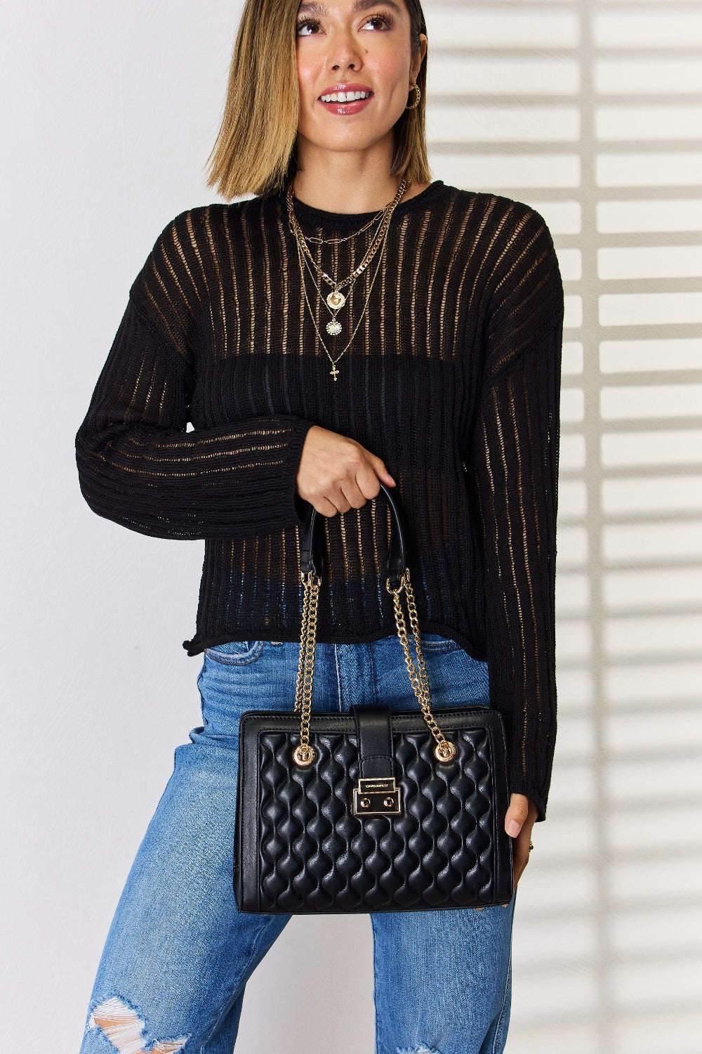 Quilted Leather Handbag Coco’s Tee Boutique