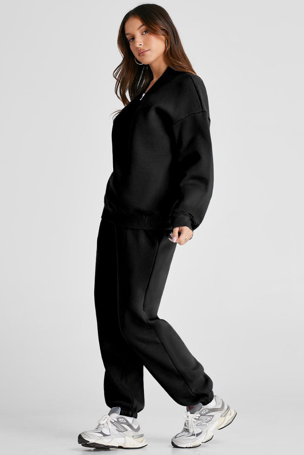 Quarter Zip Long Sleeve Top and Pants Set.