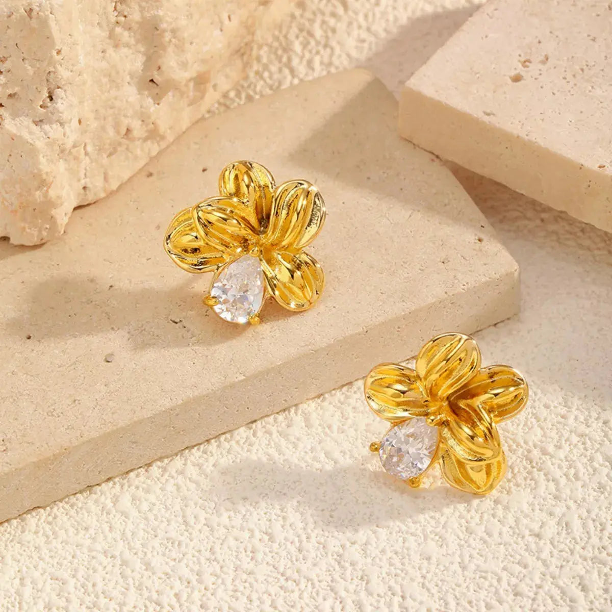 18K Gold-Plated Flower Stud Earrings Simply Love