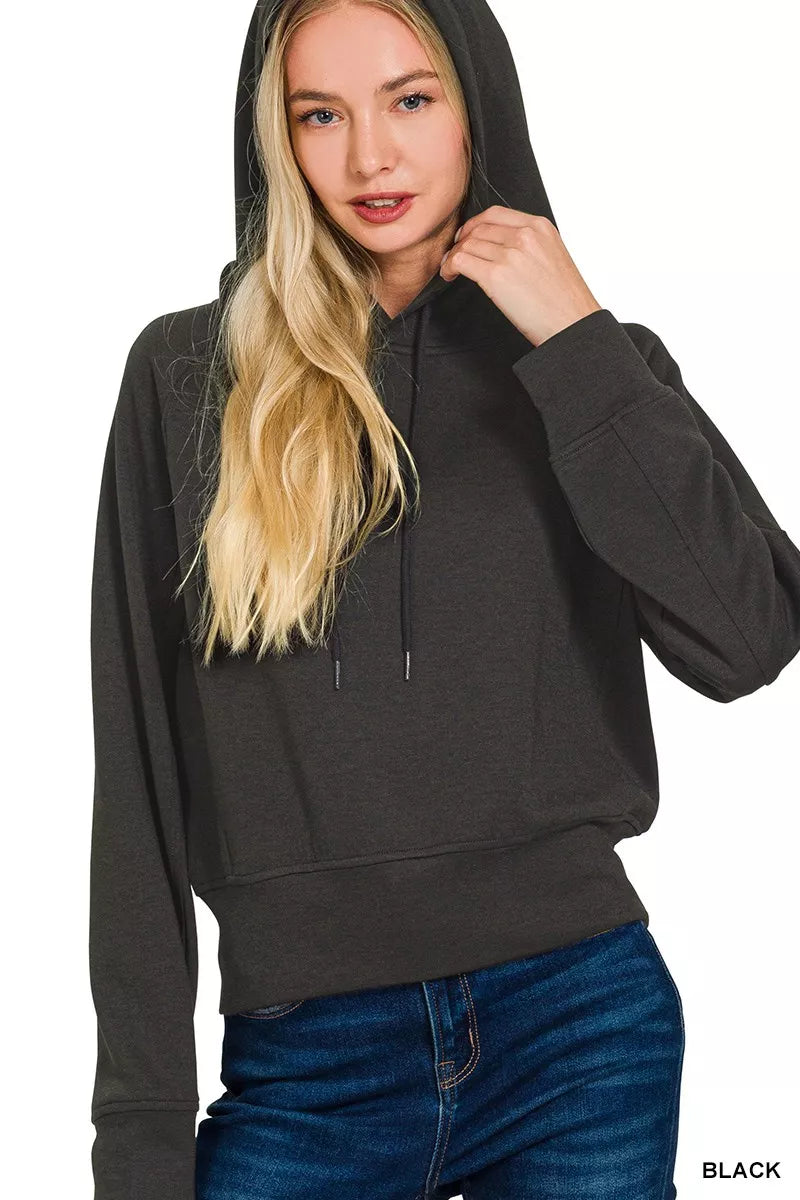 Zenana Drawstring Scuba Hoodie Simply Love
