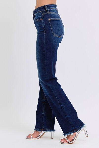 Judy Blue Full Size Raw Hem Straight Leg Jeans Coco’s Tee Boutique
