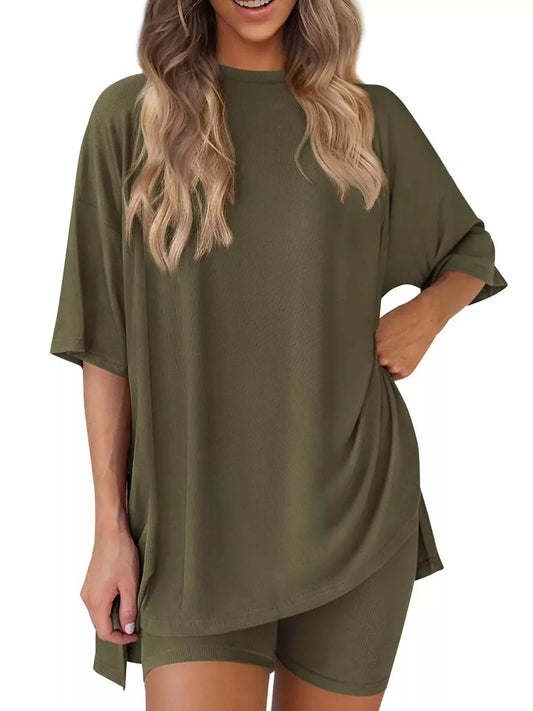 Full Size Half Sleeve T-Shirt and Shorts Set Plus Size Simply Love