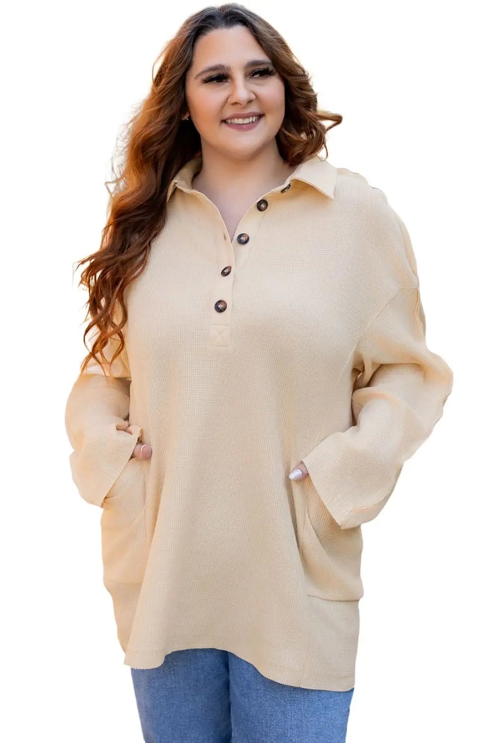 Cozy plus size thermal tunic with pockets - Love Salve 
