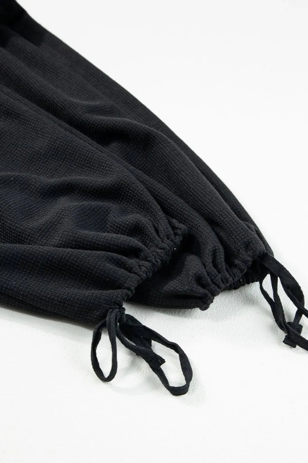 Knotted Straps Button Textured Drawstring Jumpsuit Simply Love