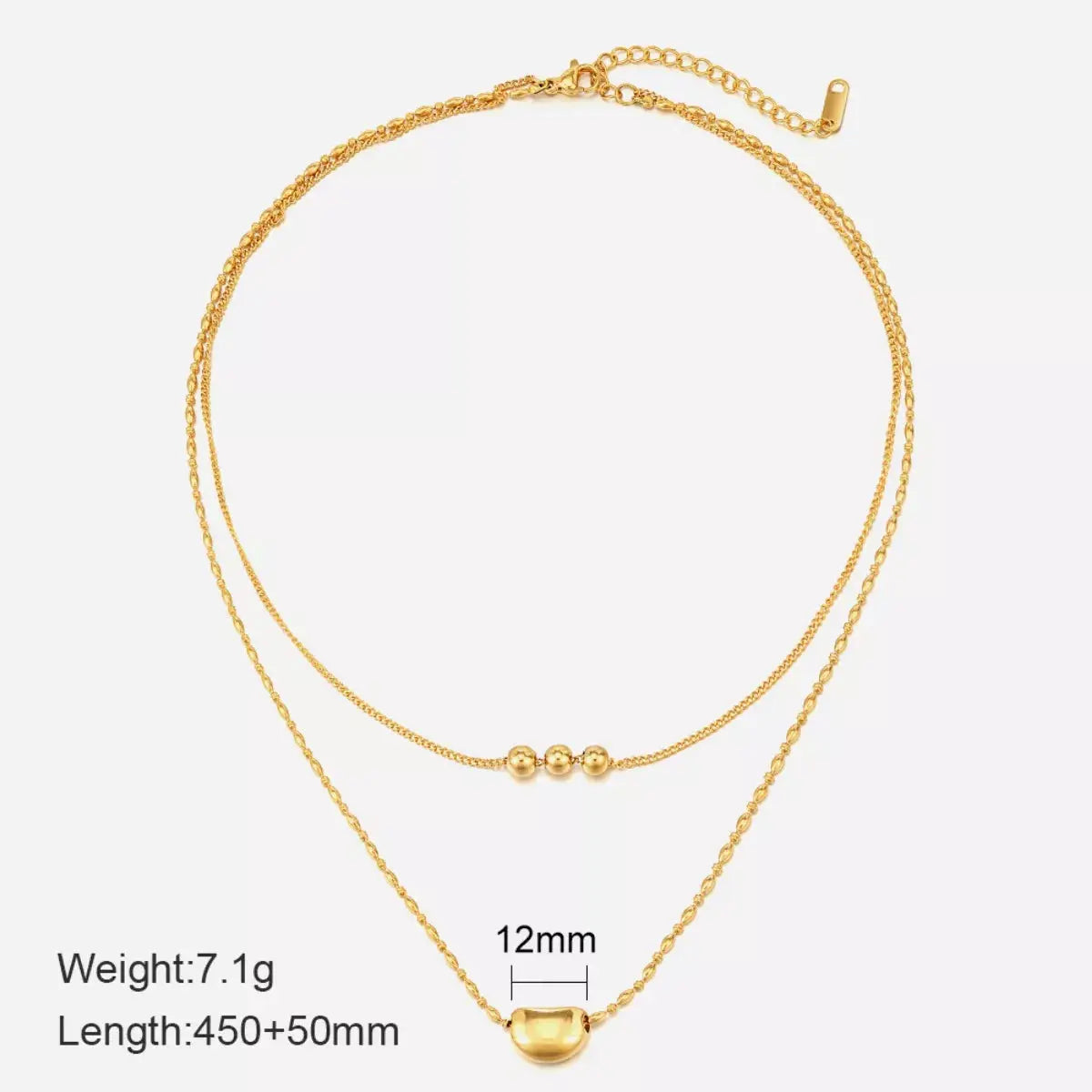 18K Gold Plated Double Layer Necklace With Beaded Chain Simply Love