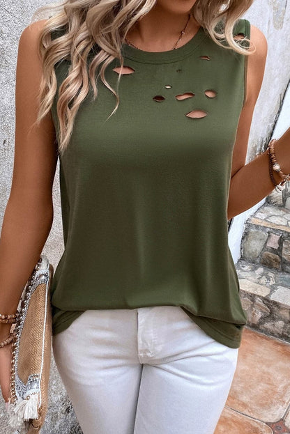 Cutout Round Neck Tank.