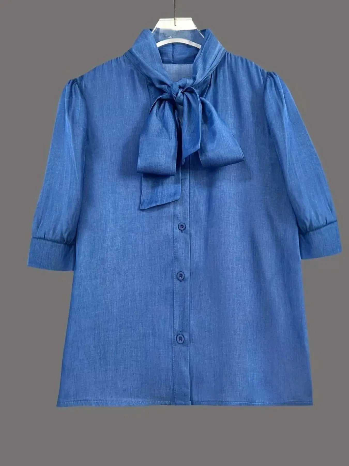 Bow-Tie Puff Sleeve Blouse Simply Love