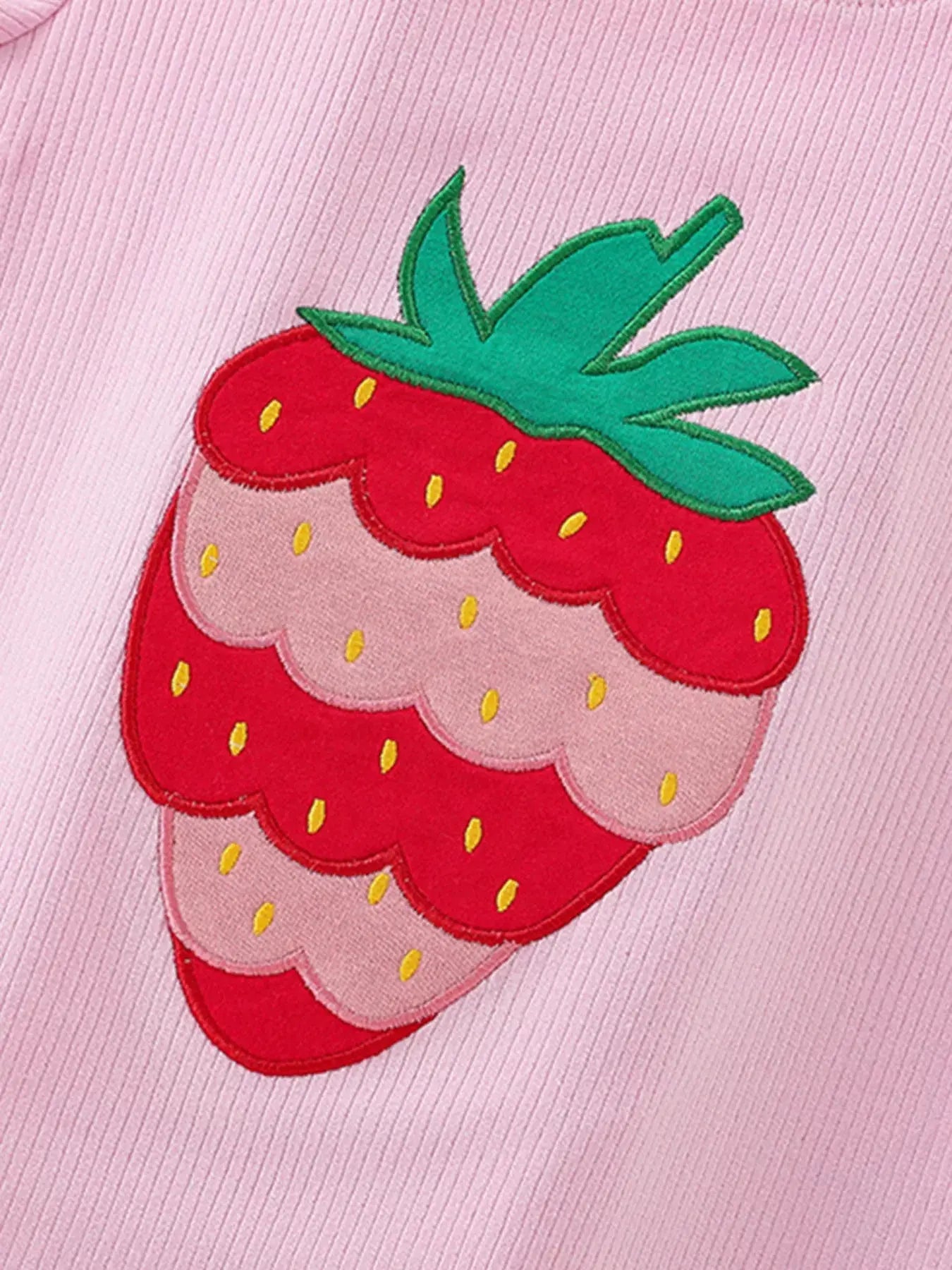 Children's Strawberry Round Neck Tee and Shorts Set Simply Love