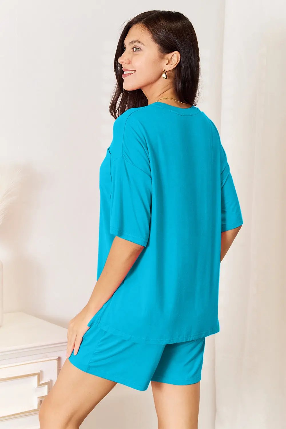 Basic Bae Full Size Soft Rayon Half Sleeve Top and Shorts Set - Love Salve