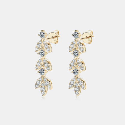 925 Sterling Silver Moissanite Leaf Earrings.