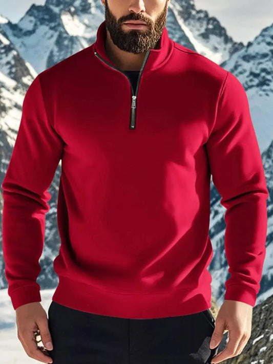Men's Full Size Solid Color Quarter Zip Sweatshirt Plus Size Simply Love