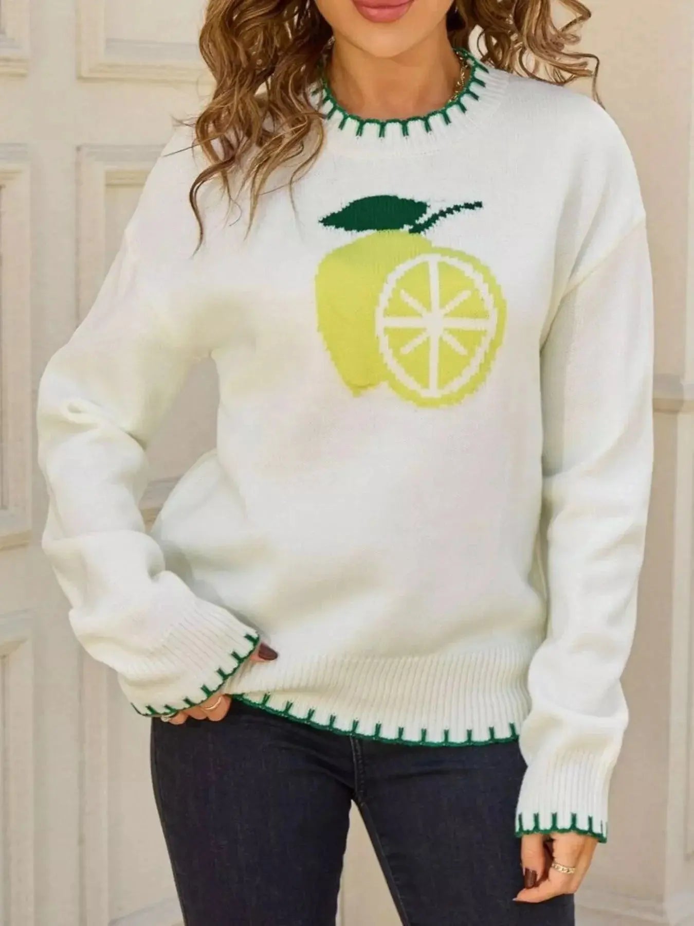 Lemon Round Neck Sweater Simply Love