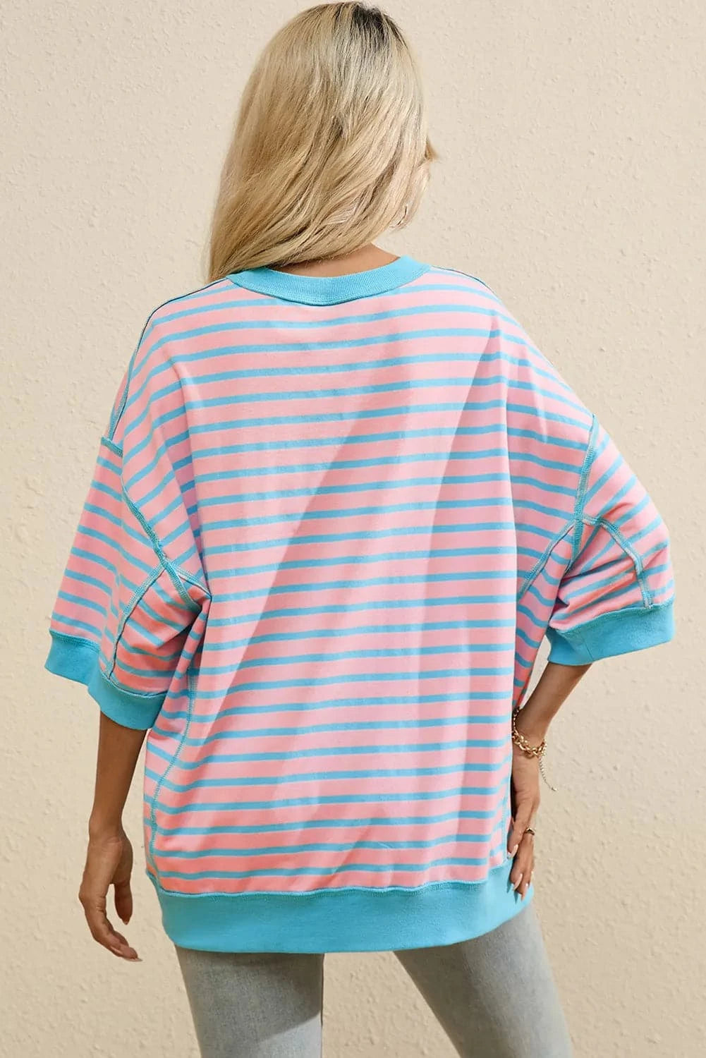 Boots Striped Round Neck Half Sleeve T-Shirt.