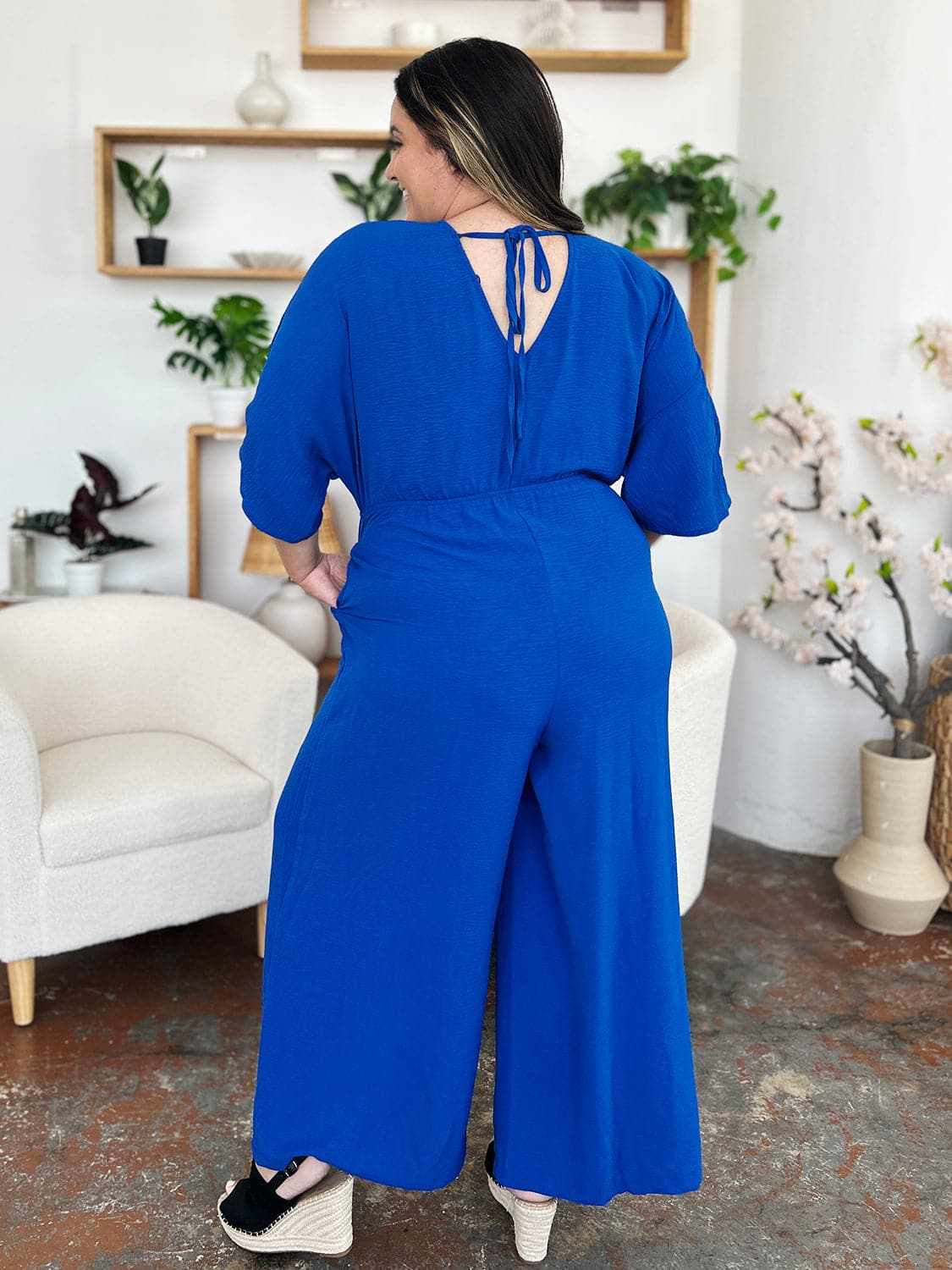 Chic surplice wide leg jumpsuit - Love Salve 