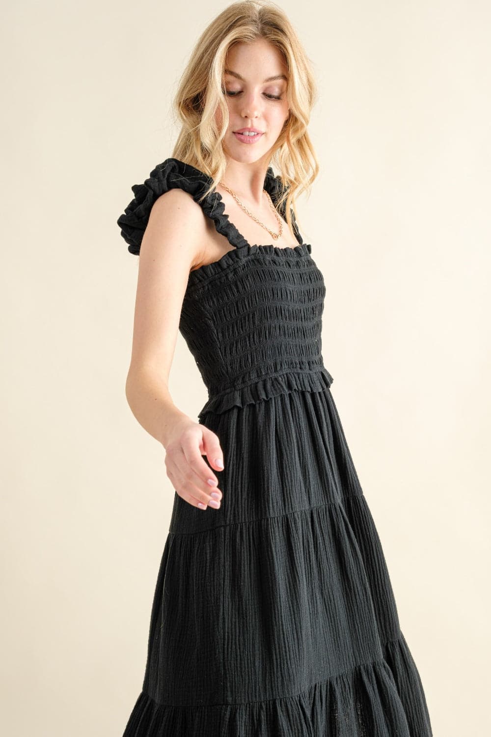 And The Why Smocked Ruffled Tiered Dress.