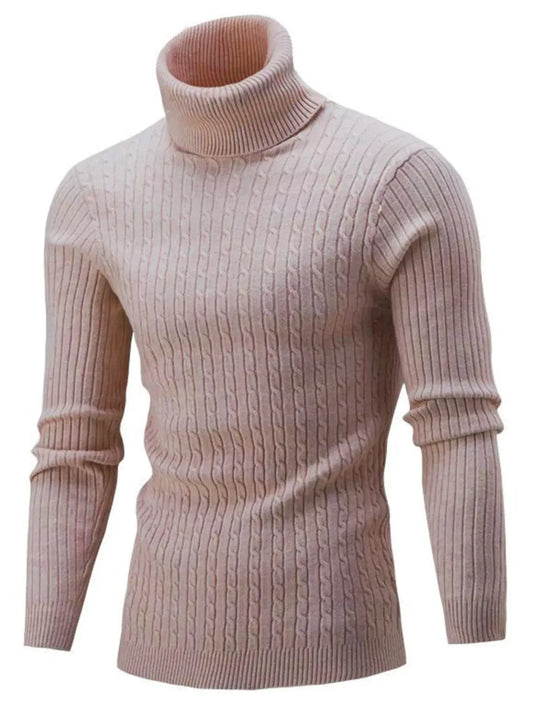 Men's Full Size Classic Cable Knit Turtleneck Sweater Plus Size Simply Love