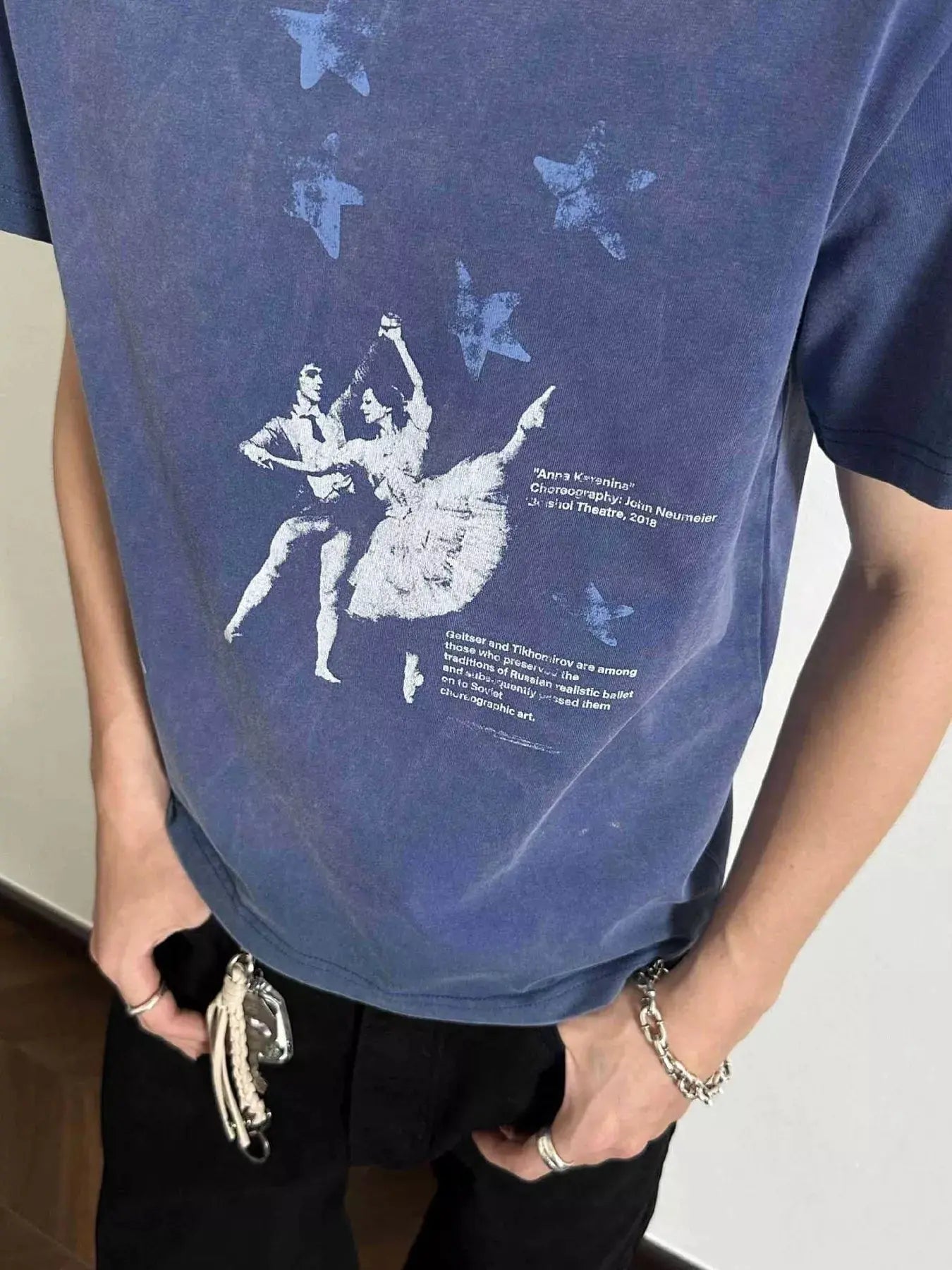 Men's Plus Size Vintage Washed Ballet Print T-Shirt Simply Love