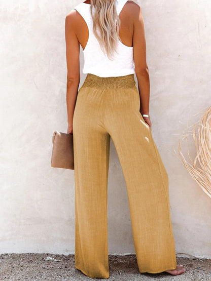 Full Size Decorative Button High Waist Pants.