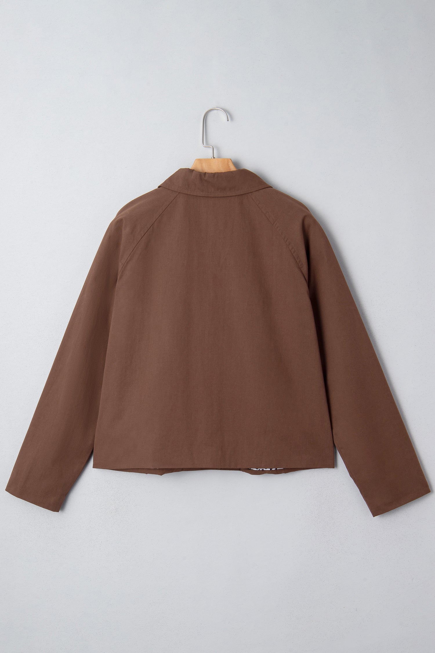 Dark Brown Collared Leopard Patchwork Liner Buttoned Jacket Chic Dear-Lover Dropshipping