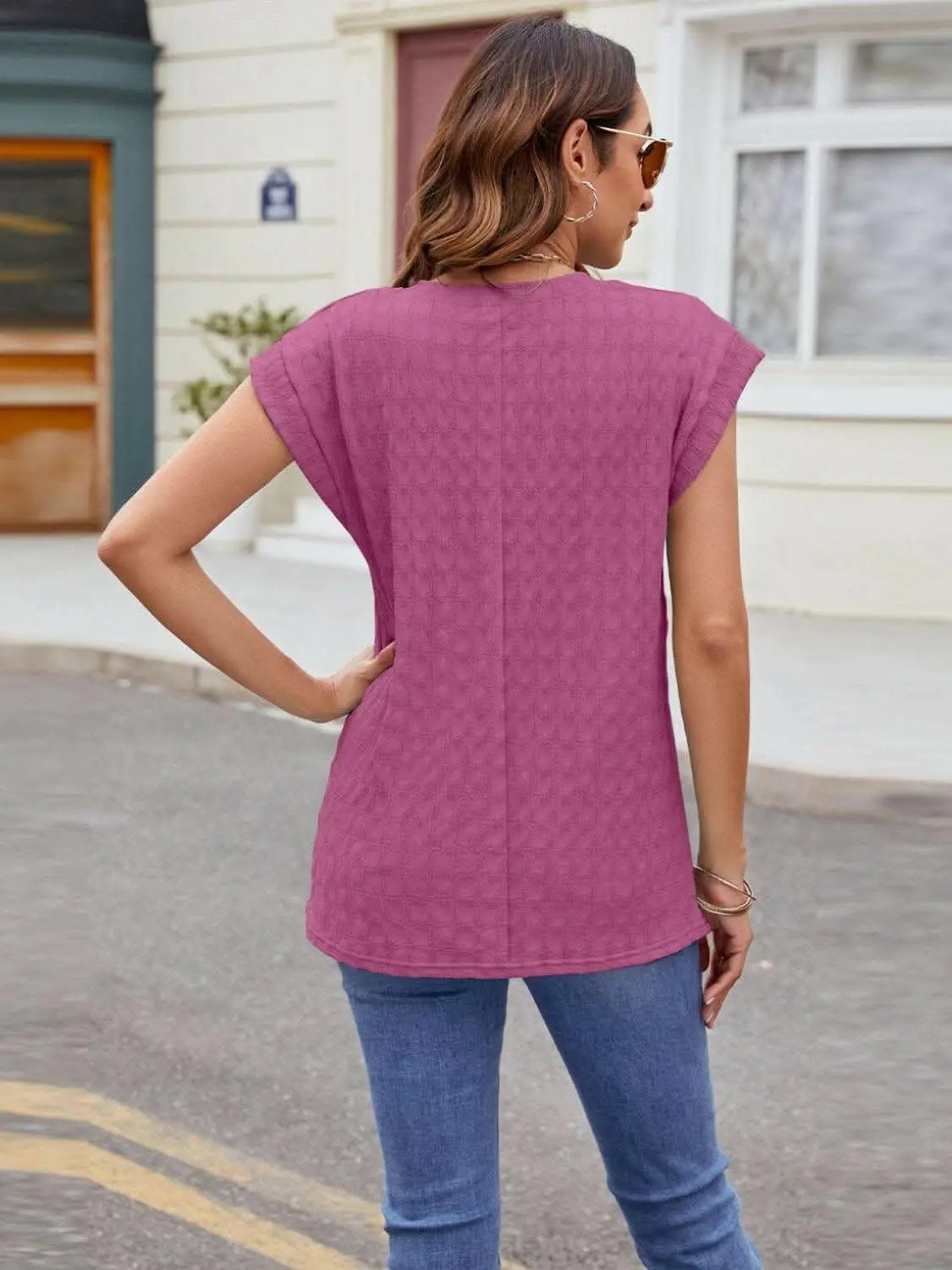 Textured cap sleeve t-shirt - Love Salve 