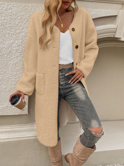 Chic button-up long sleeve coat