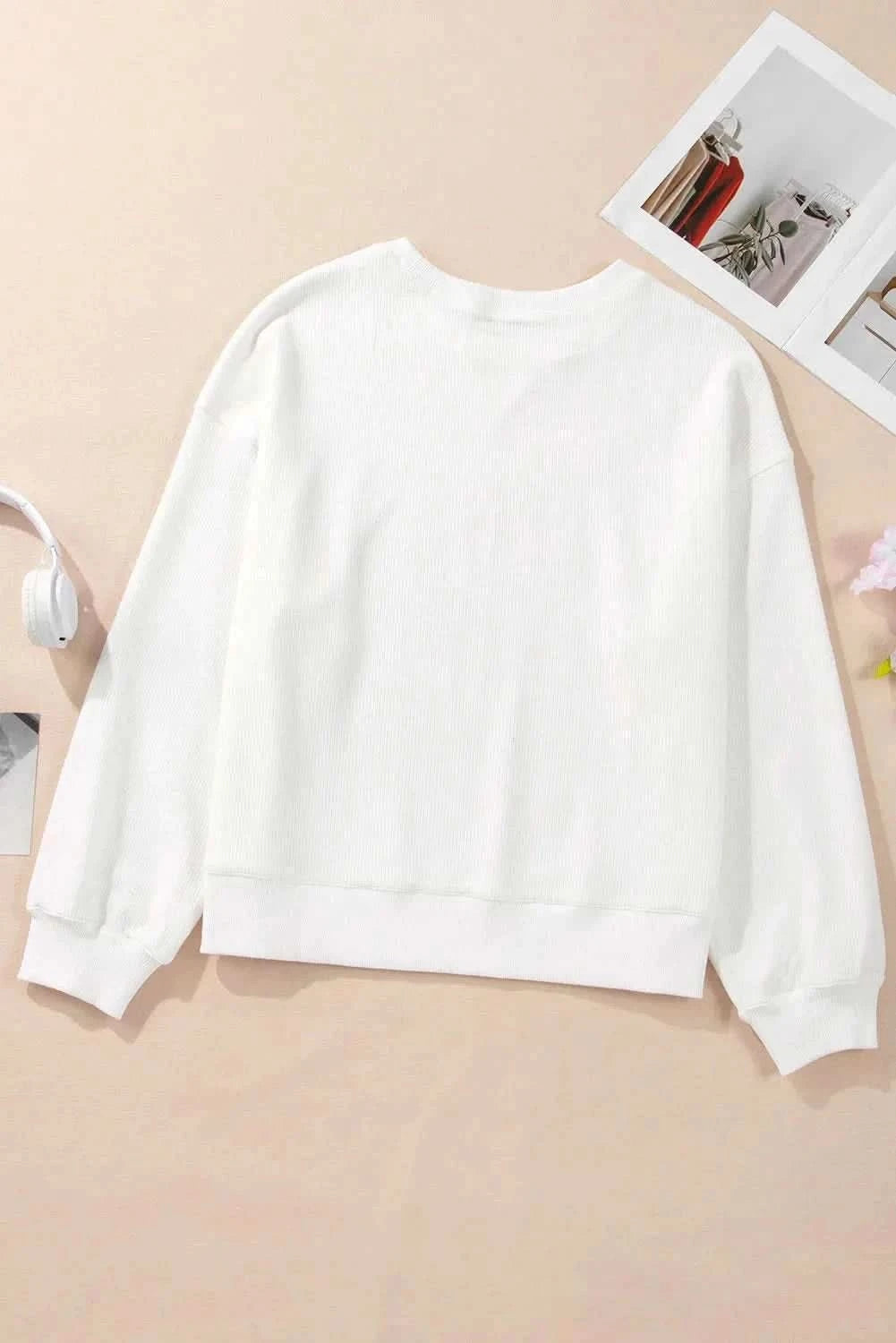 Bow Round Neck Long Sleeve Sweatshirt - Love Salve 