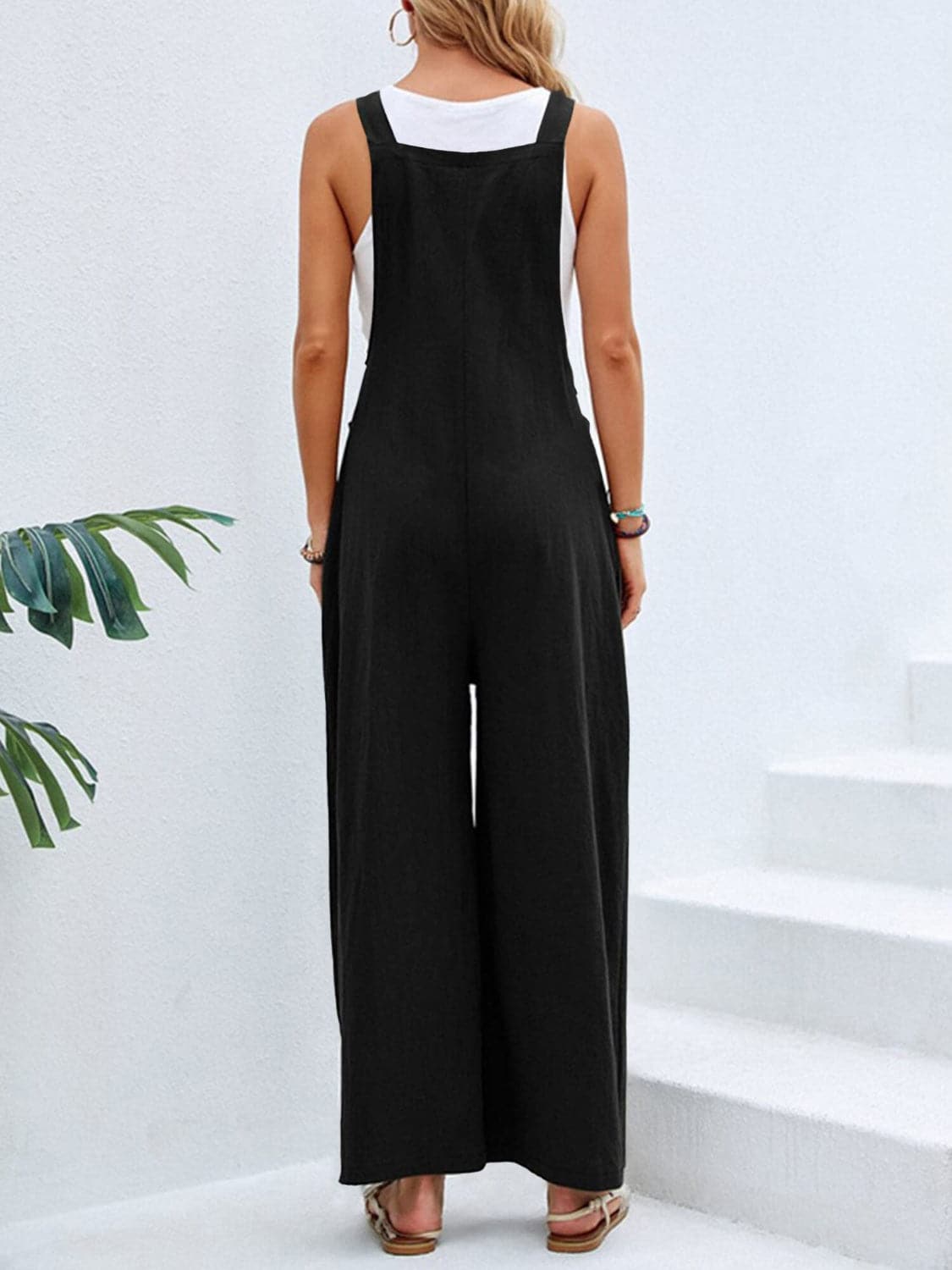 Full Size Square Neck Wide Strap Overalls.