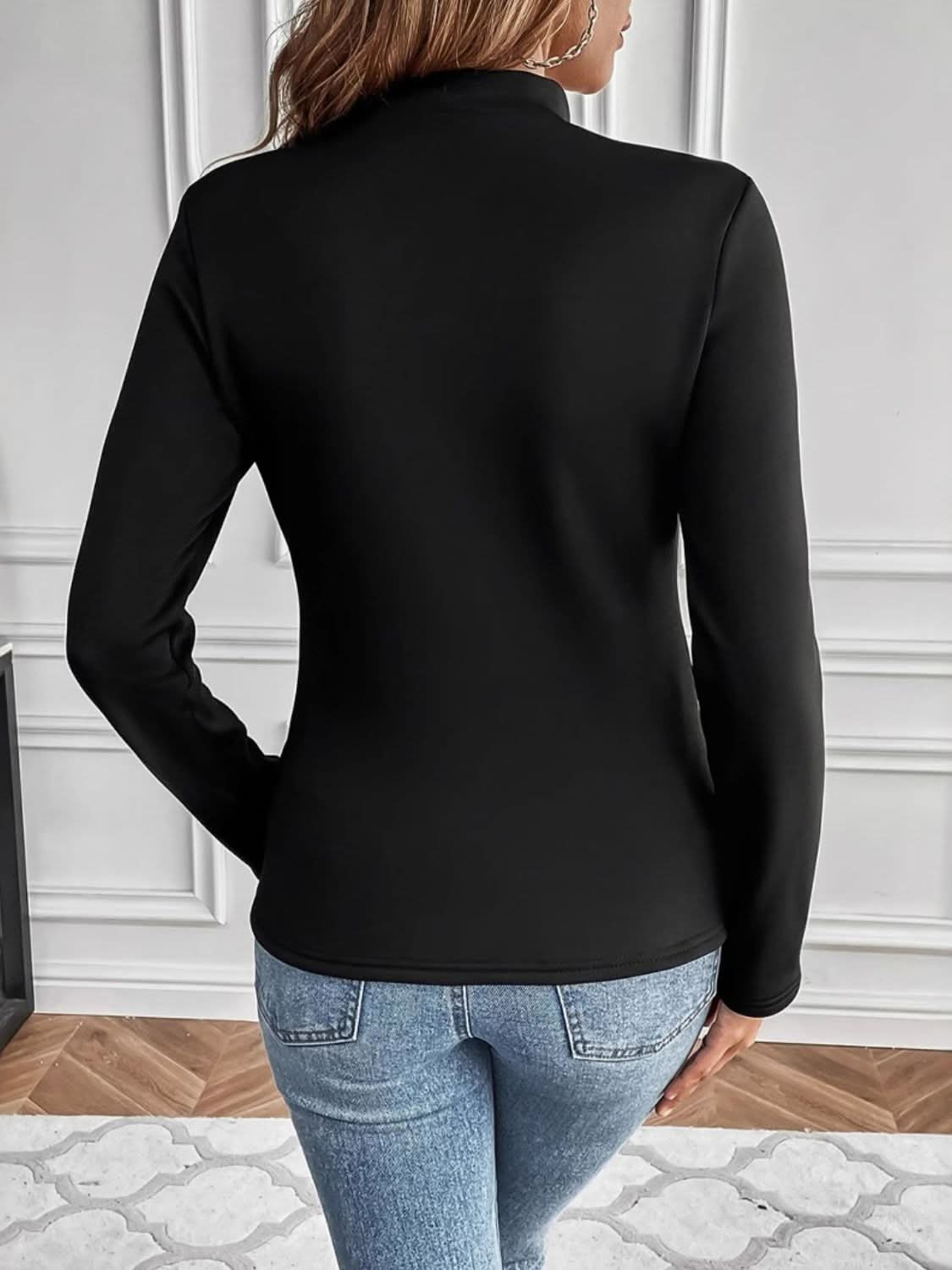 Mock Neck Long Sleeve T-Shirt