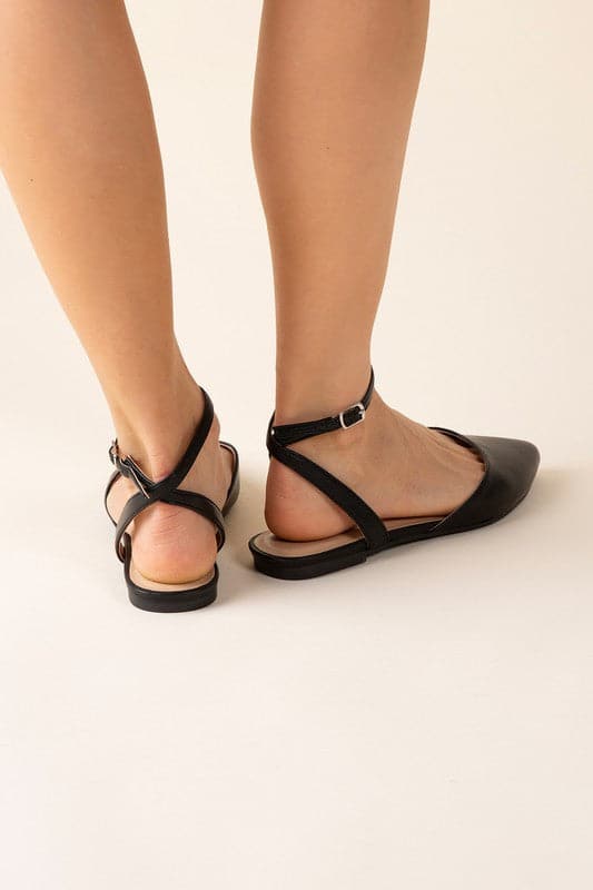 LINDEN-S Ankle Strap Flats.