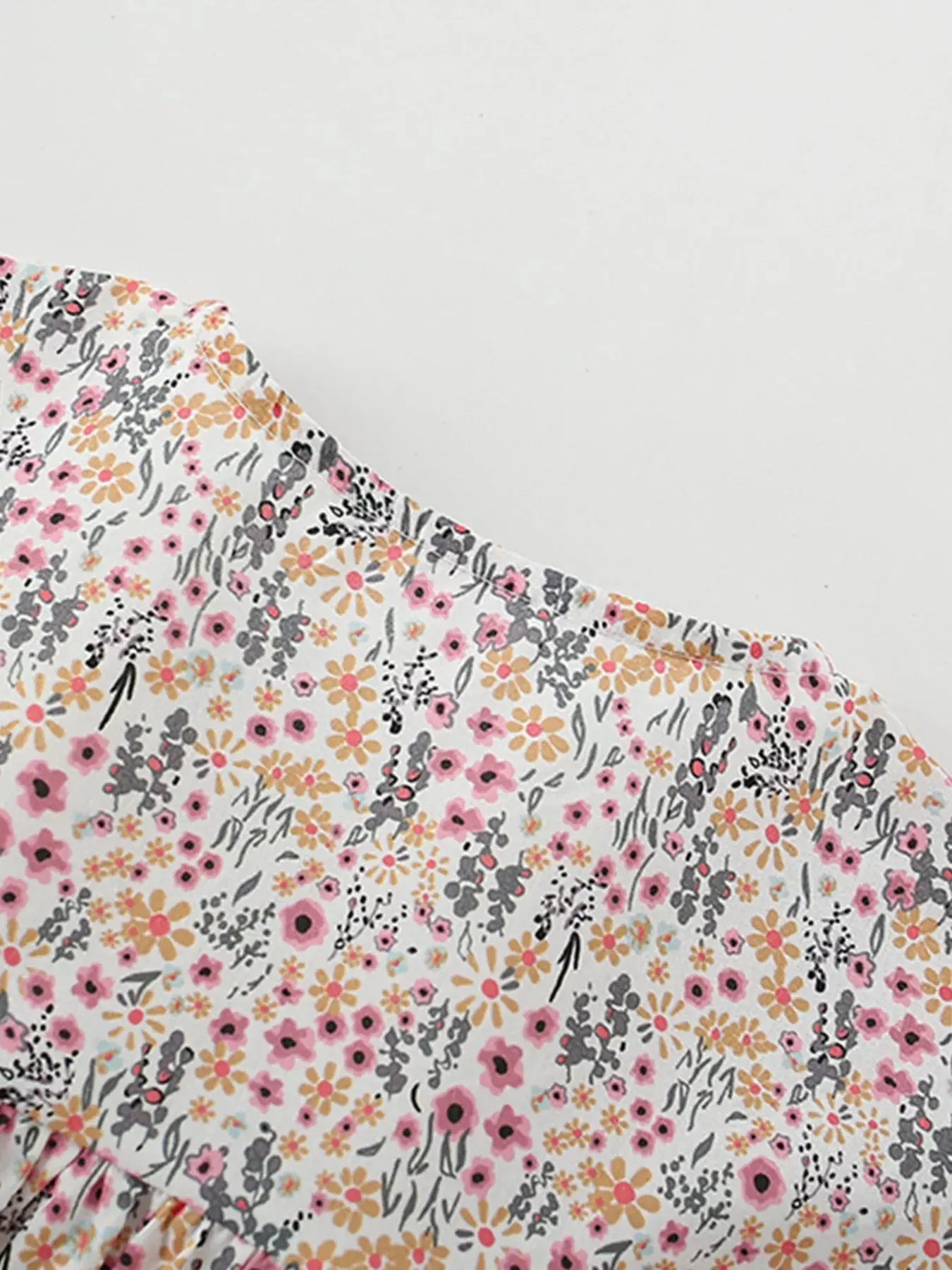 Children's Floral Print Button-Front Ruffle Sleeve Dress Simply Love