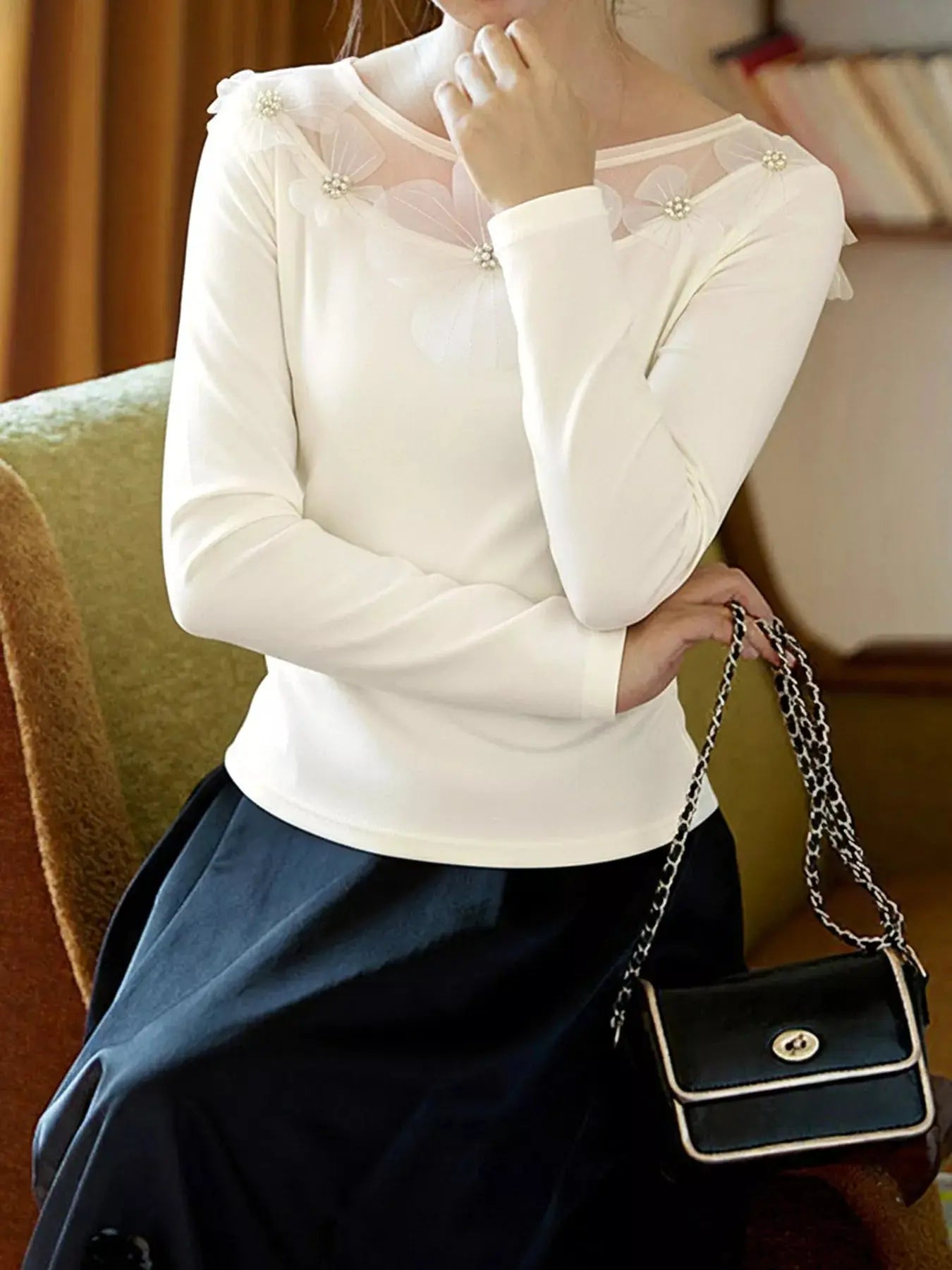 Floral Applique Long Sleeve T-Shirt Simply Love