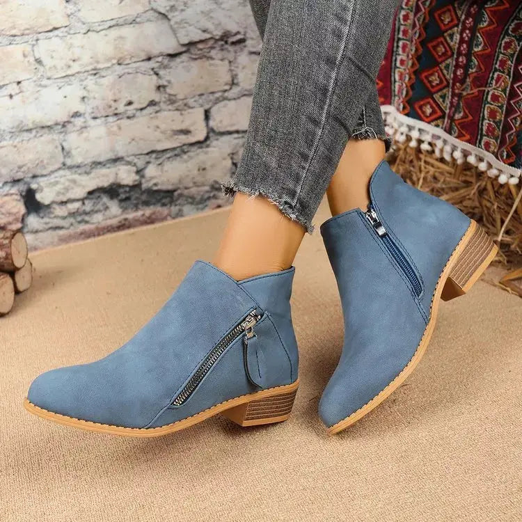 Point Toe Block Heels Boots Simply Love