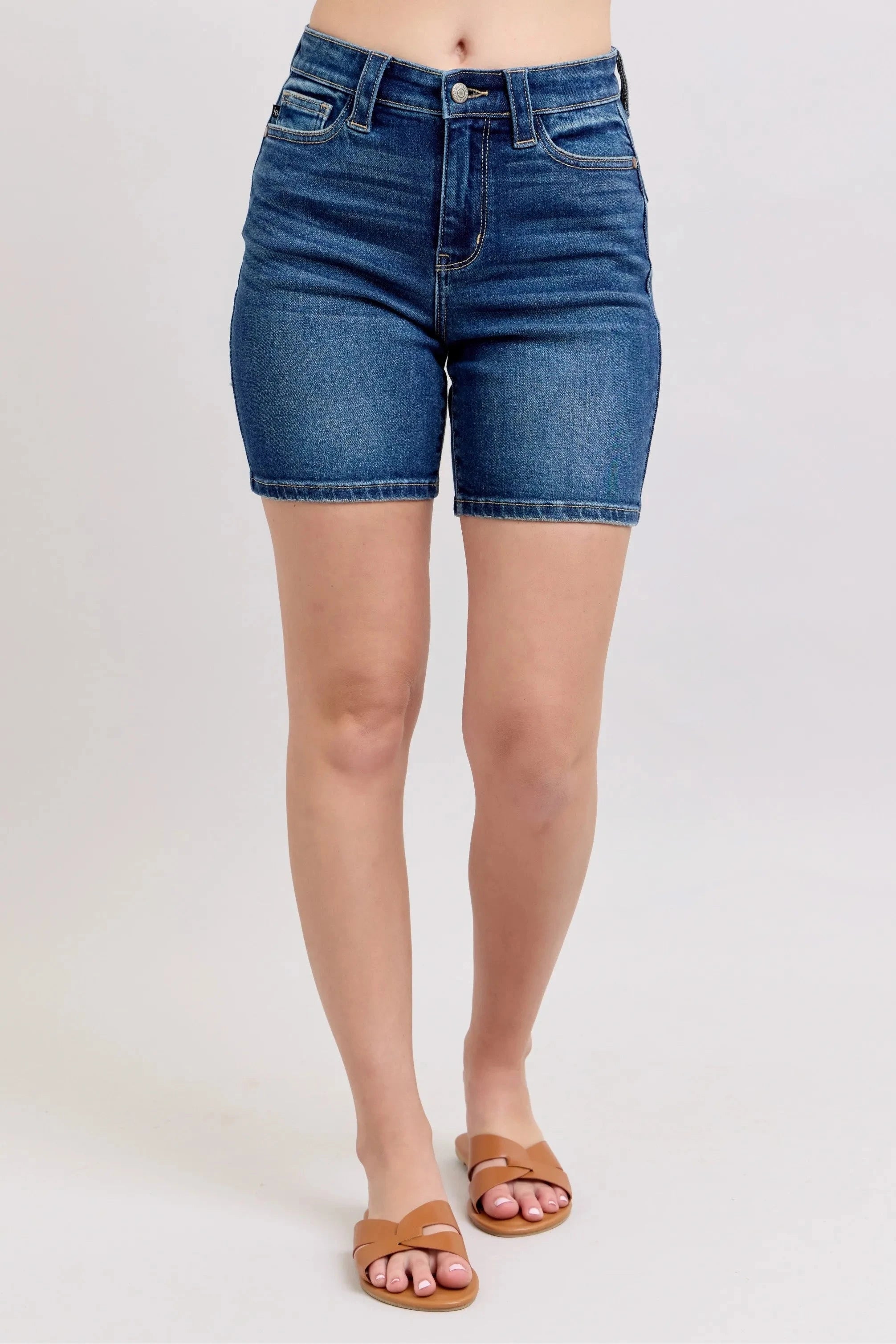 Judy Blue Full Size High Waist Bermudas Jeans W/ Back Flap Pockets Plus Size Coco’s Tee Boutique