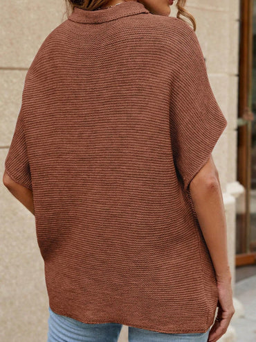 Mock Neck Short Sleeve Sweater.