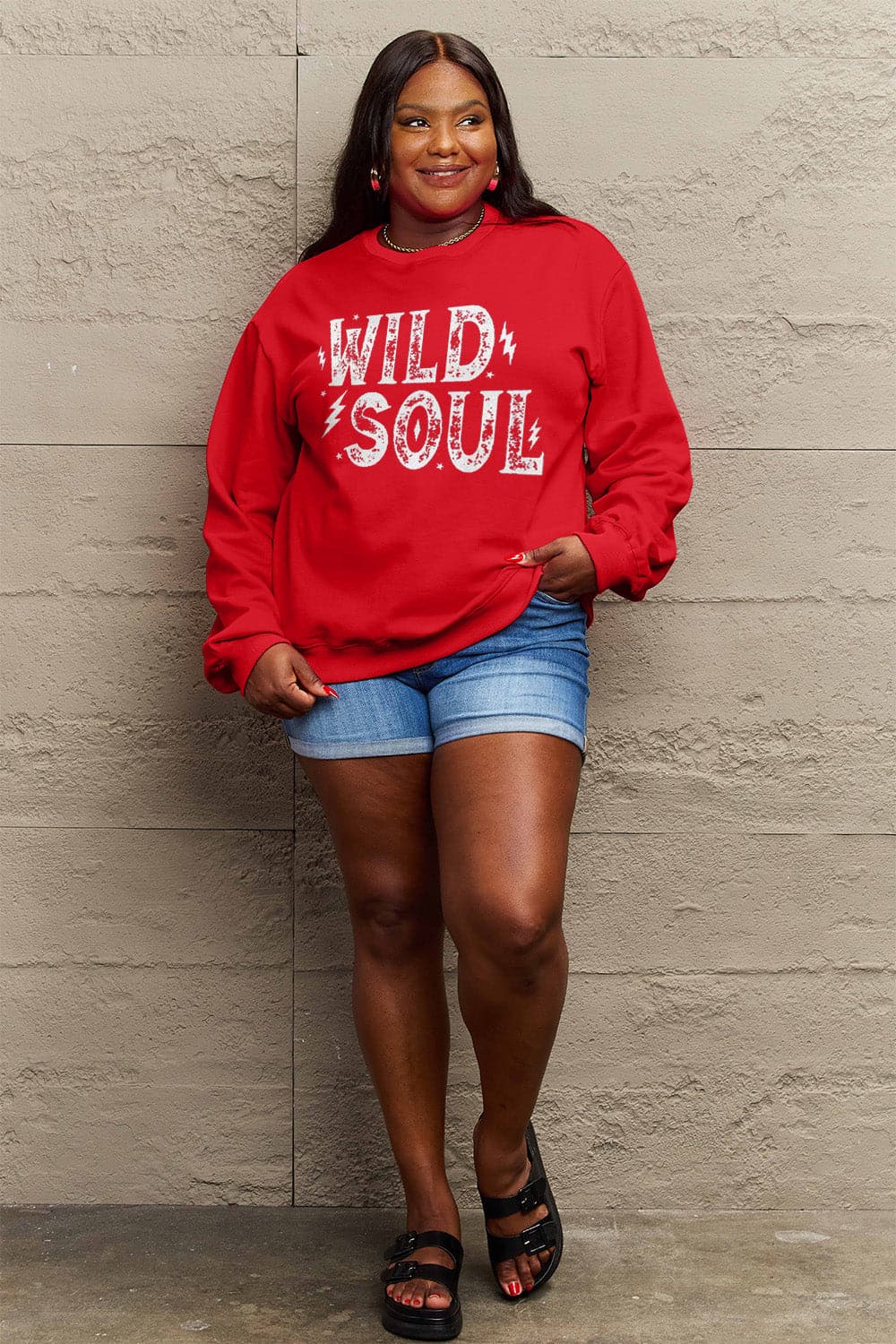 Simply Love Full Size WILD SOUL Graphic Sweatshirt.